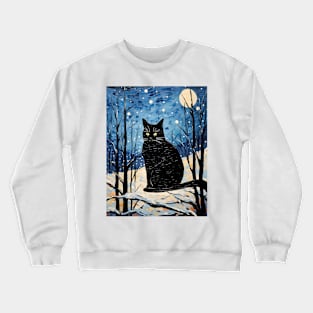 Black Cat Christmas Starry Night Crewneck Sweatshirt